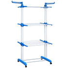 T-LoVendo Tendedero de Ropa Vertical Plegable 4 Niveles - Acero Inoxidable, Soporta 26 kg, Diseño Ahorrador de Espacio con Alas Laterales y Ruedas, Id