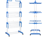 T-LoVendo Tendedero de Ropa Vertical Plegable 4 Niveles - Acero Inoxidable, Soporta 26 kg, Diseño Ahorrador de Espacio con Alas Laterales y Ruedas, Id