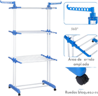 T-LoVendo Tendedero de Ropa Vertical Plegable 4 Niveles - Acero Inoxidable, Soporta 26 kg, Diseño Ahorrador de Espacio con Alas Laterales y Ruedas, Id