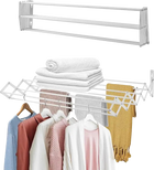 Tendedero de Pared con 9 Barras - Extensible 80/100cm de Acero Inoxidable Plegable para Interior o Exterior, Ideal para Ahorro de Espacio y Fácil Inst