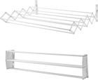 Tendedero de Pared con 9 Barras - Extensible 80/100cm de Acero Inoxidable Plegable para Interior o Exterior, Ideal para Ahorro de Espacio y Fácil Inst