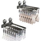 Tendedero de Pared con Ventosa y 14 Pinzas Plegable para Ropa