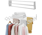 Tendedero de pared extensible 60/80/100 cm - plegable para interior y exterior, acero blanco, 9 barras y 5 metros de cuerda