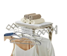 Tendedero de pared extensible 60/80/100 cm - plegable para interior y exterior, acero blanco, 9 barras y 5 metros de cuerda