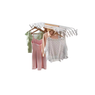 Tendedero de pared extensible 60/80/100/120 cm de acero blanco, plegable para interior o exterior, con 5 barras