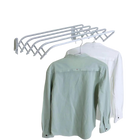 Tendedero de pared extensible 60/80/100/120 cm de acero blanco, plegable para interior o exterior, con 5 barras