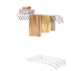 Tendedero de pared extensible 60/80/100/120 cm de acero blanco, plegable para interior o exterior, con 5 barras
