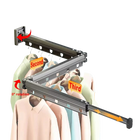Tendedero de Pared Plegable con Ventosa y Percha Retráctil de 3 Pliegues