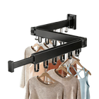 Tendedero de Pared Retráctil de Aluminio Negro - Plegable y Antiviento