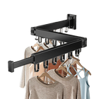 Tendedero de Pared Telescópico Plegable de Aluminio para Ropa y Edredones