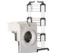 Tendedero de pie, 4 niveles, vertical plegable con ruedas, acero inoxidable, interior y exterior, gris