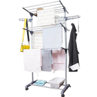 Tendedero de ropa de 3 niveles Well Home con 4 ruedas, 80x57x165 cm