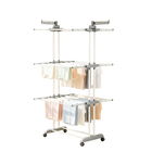 Tendedero de ropa de 4 niveles con ruedas, plegable, 64x75x170 cm, gran capacidad, fácil montaje, interior y exterior, disponible en 2 colores
