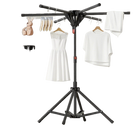 Tendedero de ropa de acero al carbono plegable portátil con 6 varillas extensibles ajustable en altura y anchura