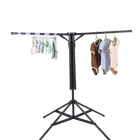 Tendedero de ropa de acero al carbono plegable portátil con 6 varillas extensibles ajustable en altura y anchura