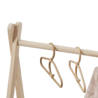 Tendedero de Ropa de Madera para Niños, Autoportante, Sin Perforaciones, Baja Altura, Móvil y Plegable