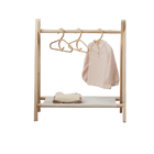 Tendedero de Ropa de Madera para Niños, Autoportante, Sin Perforaciones, Baja Altura, Móvil y Plegable