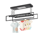 Tendedero de Ropa Eléctrico Retráctil 24W con Luz LED y Mando a Distancia - Techo, Negro/Blanco Hueso/Gris Claro