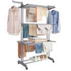 Tendedero de Ropa Grande, Plegable de Plástico, 4 Niveles, Móvil