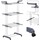 Tendedero de Ropa Grande, Plegable de Plástico, 4 Niveles, Móvil