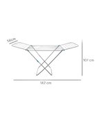 Tendedero de Ropa Metálico Plegable con Alas Extensibles | 19m de Superficie, Incluye 20 Pinzas, 182x56x102cm, Ideal para Interior y Exterior