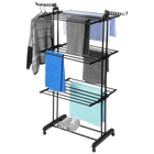 Tendedero de Ropa Metálico Vertical Negro con Ruedas 125x170 cm