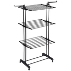 Tendedero de Ropa Metálico Vertical Negro con Ruedas 125x170 cm