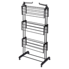 Tendedero de Ropa Metálico Vertical Negro con Ruedas 125x170 cm