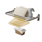 Tendedero de ropa para balcón de aluminio plegable, montaje en pared sin perforación, ahorrador de espacio