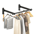 Tendedero de Ropa para Balcón Sin Perforación, Plegable y Oculto, Montaje en Pared