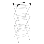 Tendedero de Ropa Plegable - Estante Vertical de 3 Niveles, Metal y PP Plástico, Blanco, Compacto 47x41x136 cm, Perfecto para Espacios Pequeños, Fácil