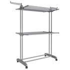 Tendedero de Ropa Plegable 3 Niveles con Ruedas – SONGMICS, Gris, 63.5 x 128 x 148 cm