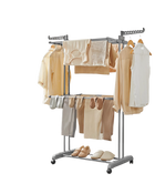 Tendedero de Ropa Plegable 3 Niveles con Ruedas – SONGMICS, Gris, 63.5 x 128 x 148 cm