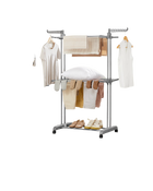 Tendedero de Ropa Plegable 3 Niveles con Ruedas – SONGMICS, Gris, 63.5 x 128 x 148 cm