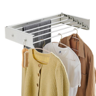 Tendedero de Ropa Plegable Blanco para Balcón, Montaje en Pared, Invisible