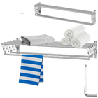 Tendedero de Ropa Plegable de Acero Inoxidable, Retráctil para Pared, Secador de Toallas para Balcón y Baño