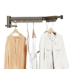 Tendedero de Ropa Plegable de Aluminio Retráctil para Pared con Barra Colgante