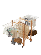 Tendedero de Ropa Plegable de Madera - Portátil y Móvil para Balcón y Habitación