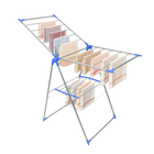 Tendedero de Ropa Plegable de Metal con Alas, Ajustable en 3 Alturas, Acero Inoxidable, 160x58cm