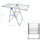Tendedero de Ropa Plegable de Metal con Alas, Ajustable en 3 Alturas, Acero Inoxidable, 160x58cm