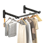 Tendedero de Ropa Plegable de Pared - Estante Metálico Negro para Lavandería, Balcón y Dormitorio (Diseño de Ahorro de Espacio)