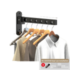 Tendedero de Ropa Plegable de Pared - Estante Metálico Negro para Lavandería, Balcón y Dormitorio (Diseño de Ahorro de Espacio)