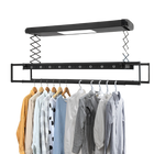 Tendedero de Ropa Plegable Eléctrico Telescópico de Pared y Techo 8 Barras Alta Capacidad