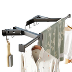 Tendedero de Ropa Plegable Invisible, Percha Telescópica Sin Perforaciones para Balcón y Ventana, Barra Interior para el Hogar