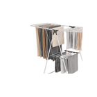 Tendedero de Ropa Plegable Metálico con Pinzas para Calcetines, Ajustable en Altura, para Interior y Exterior