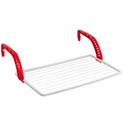 Tendedero de Ropa Plegable para Balcón – 10m de Superficie, Resina Resistente al Sol, Blanco y Rojo