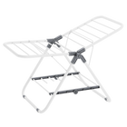 Tendedero de Ropa Plegable SONGMICS, 2 Niveles, Altura Ajustable 54/66/79 cm, Metal Resistente a la Oxidación, Diseño Compacto, Blanco/Gris
