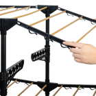 Tendedero de Ropa Plegable Vertical Bloom con 3 Alturas y Ruedas, Metal, Negro y Natural, 80-140x57x165 cm