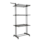 Tendedero de Ropa Plegable Vertical DASCK, 3 Niveles Ajustable con Ruedas, Altura 177 cm, Ancho 75-126 cm