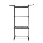 Tendedero de Ropa Plegable Vertical DASCK, 3 Niveles Ajustable con Ruedas, Altura 177 cm, Ancho 75-126 cm